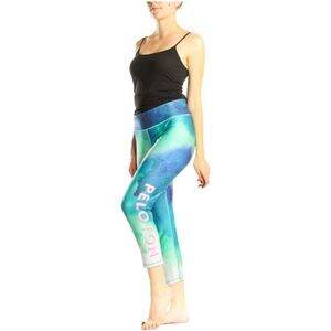 PELOTON TEREZ Natural Geode Mid-Rise Capri Legging, Size S, Blue/Green/Pink